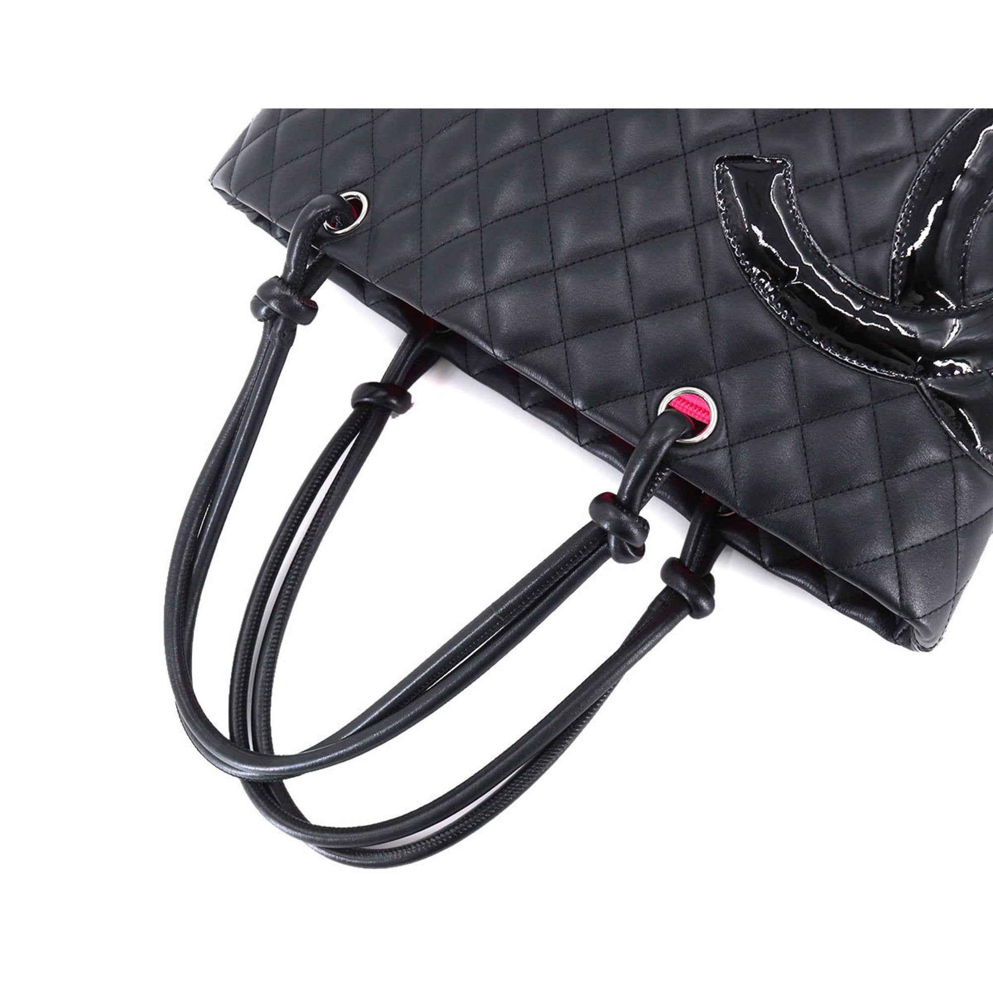 CHANEL Cambon Line Large Tote Bag Leather Enamel Black A25169
