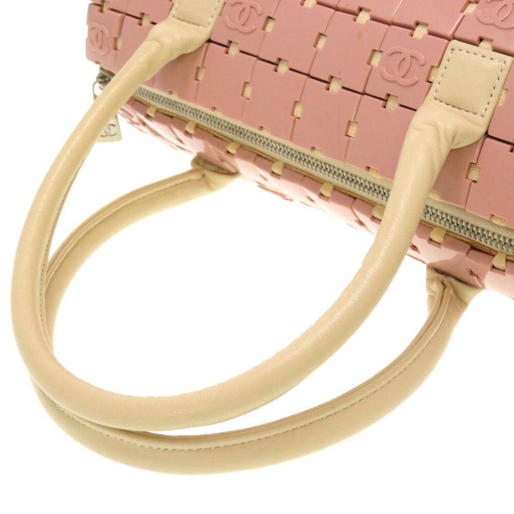 CHANEL Duffle Bag Plastic Leather Pink White 6th Series Handbag