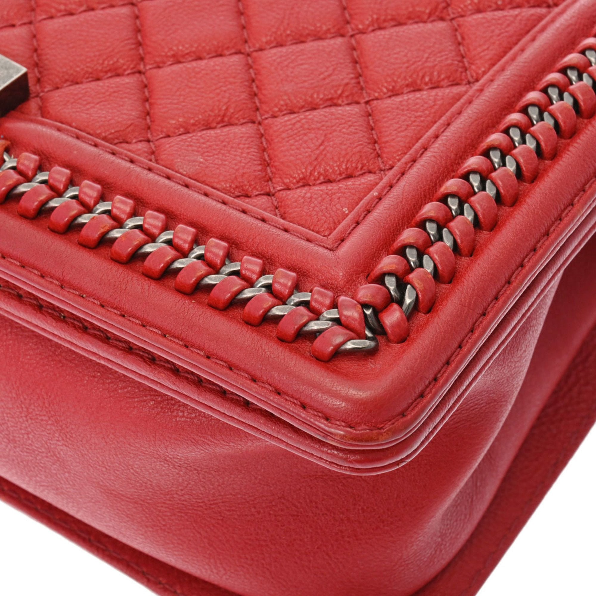 CHANEL Boy  Men,Women Handbag Black,Red Color,White