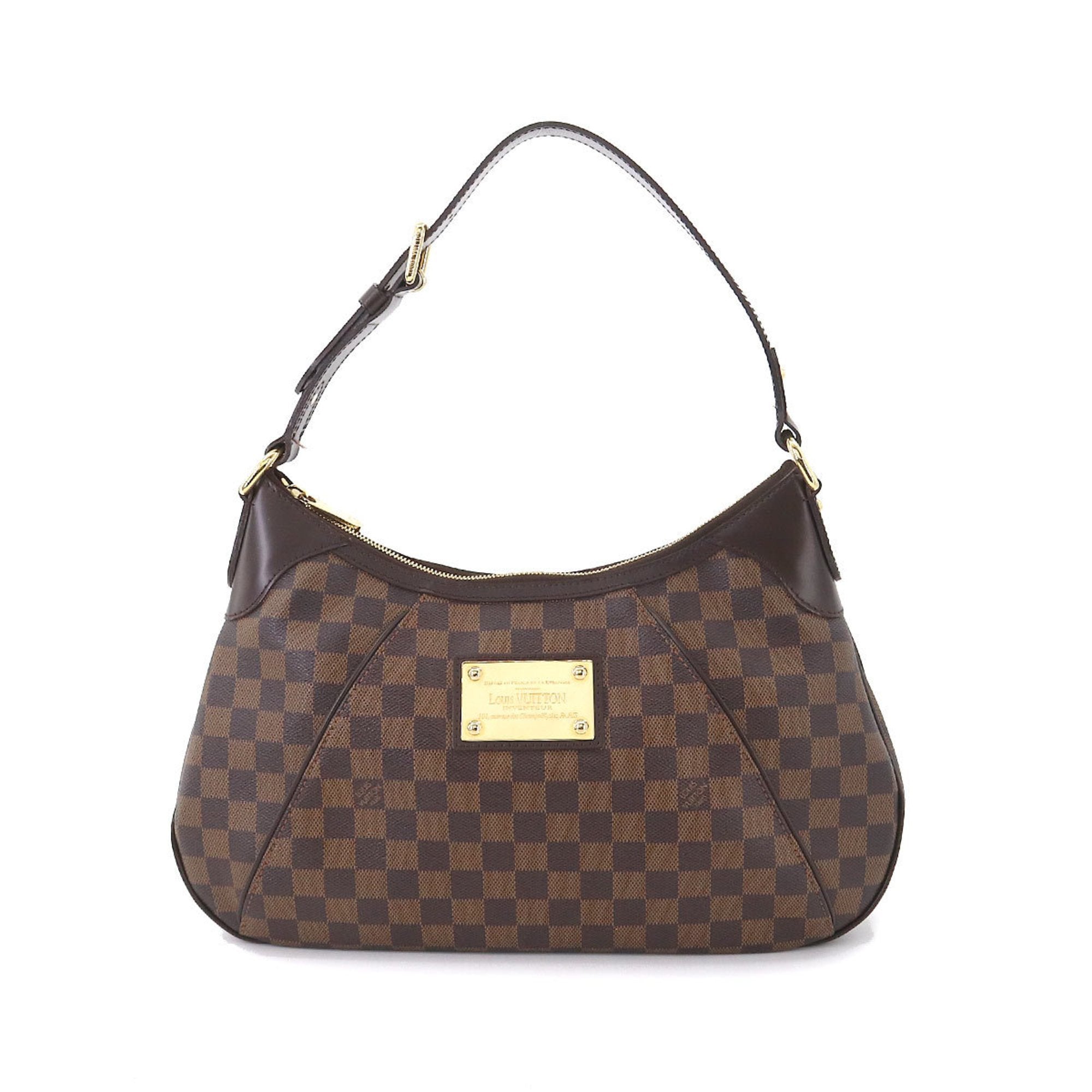 Louis Vuitton Damier Thames GM Shoulder Bag Ebene N48181 Gold Hardware