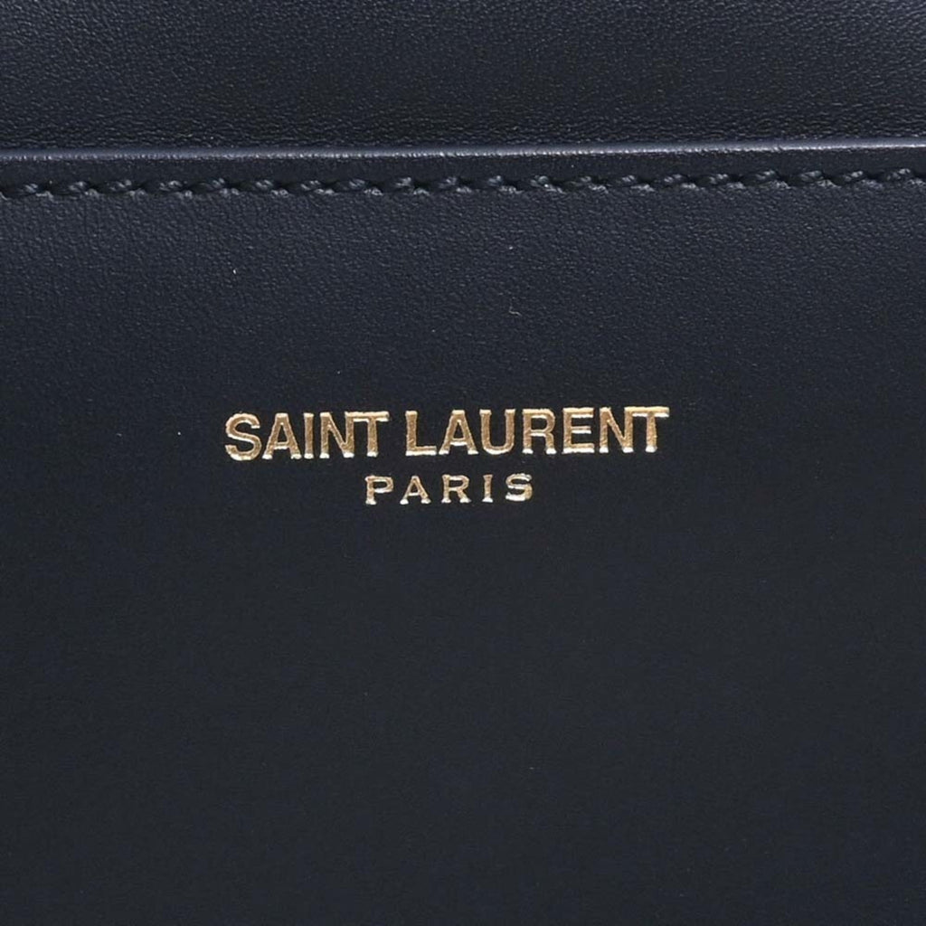 SAINT LAURENT Baby Duffle Leather Boston Bag Handbag 330958 Navy Ladies