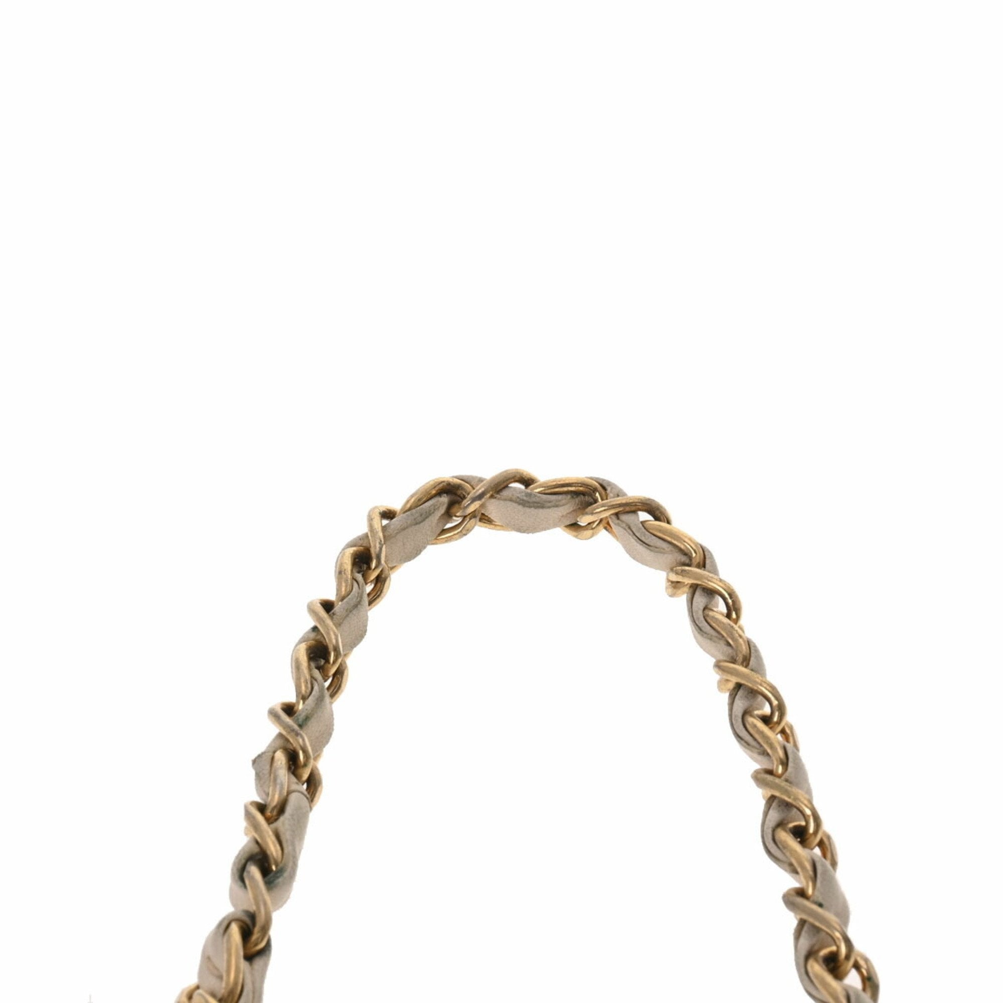 CHANEL Matelasse W Flap Chain Shoulder 25 White Women's Lambskin Bag