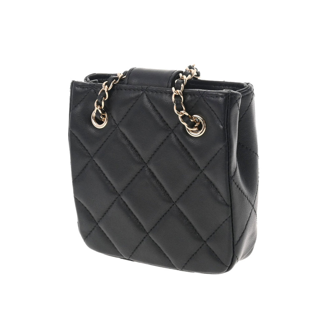 CHANEL Matelasse Pochette Chain Shoulder Black Women's Lambskin Bag