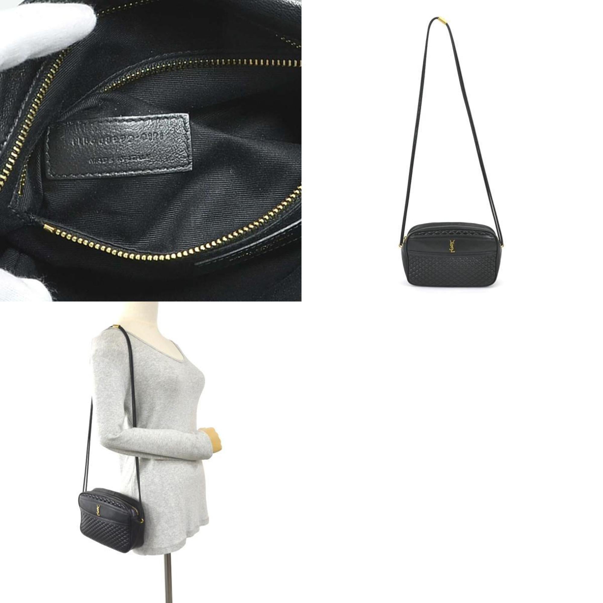 SAINT LAURENT shoulder bag leather black gold ladies 648990