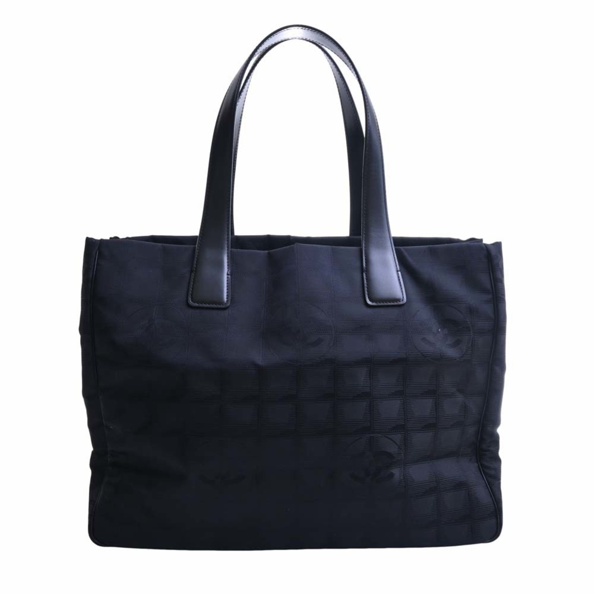 CHANEL Nylon New Line MM Tote Bag Black Ladies