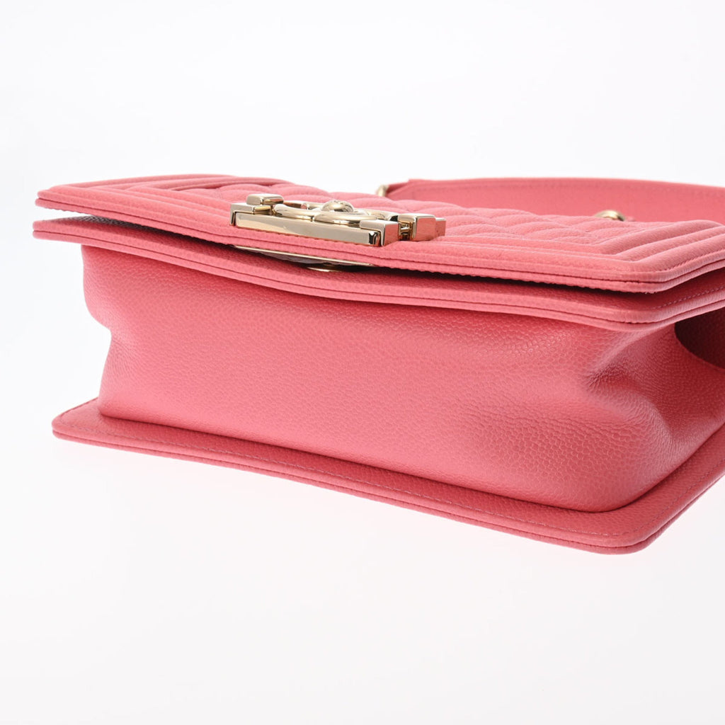 CHANEL Boy  Chain Shoulder Pink A67085 Women's Caviar Skin Bag