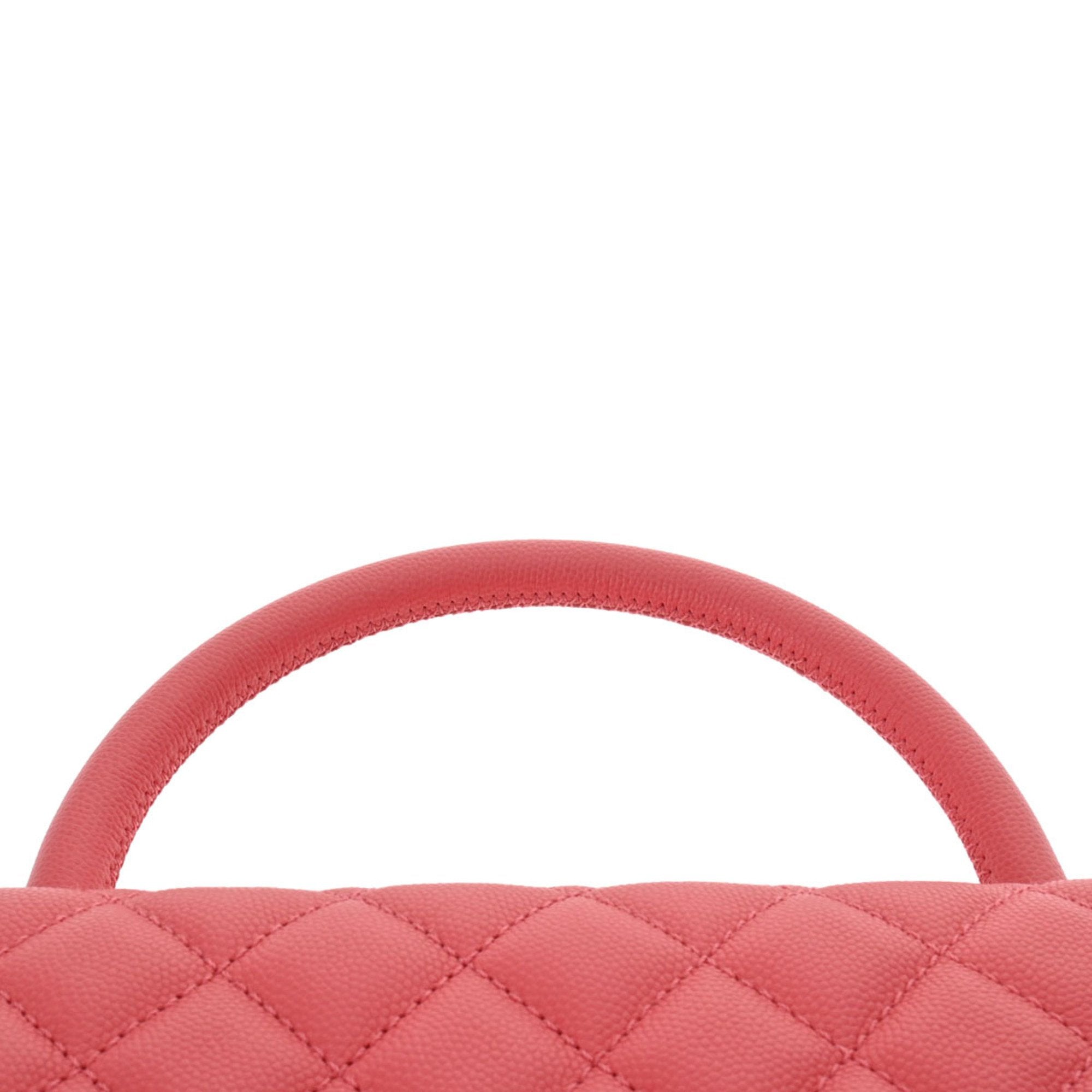 CHANEL Matelasse Coco Handle 28 Pink A92991 Ladies Caviar Skin Bag