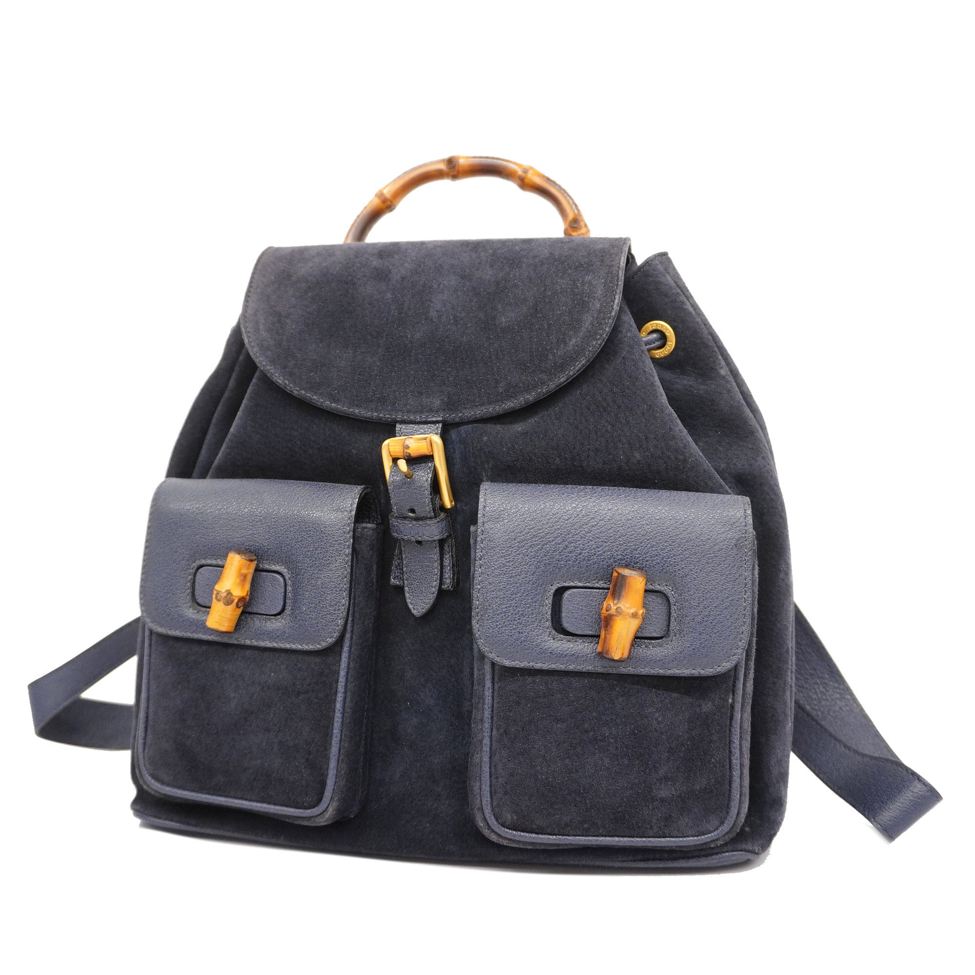 GUCCI  Bamboo Rucksack 003 2058 0016 Women's Leather,Suede Backpack Navy