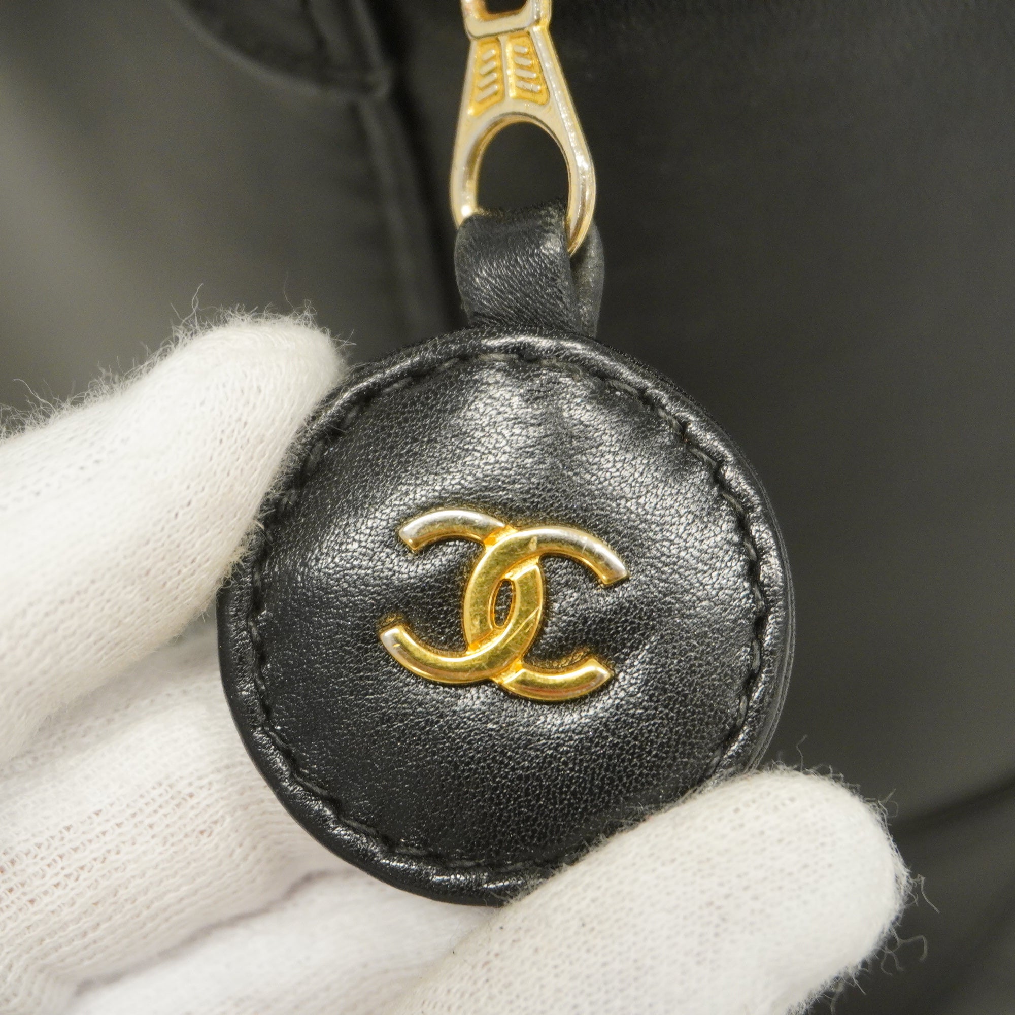 CHANEL[3ca0286]   Vanity Bag Bicolore Lambskin Black Gold metal