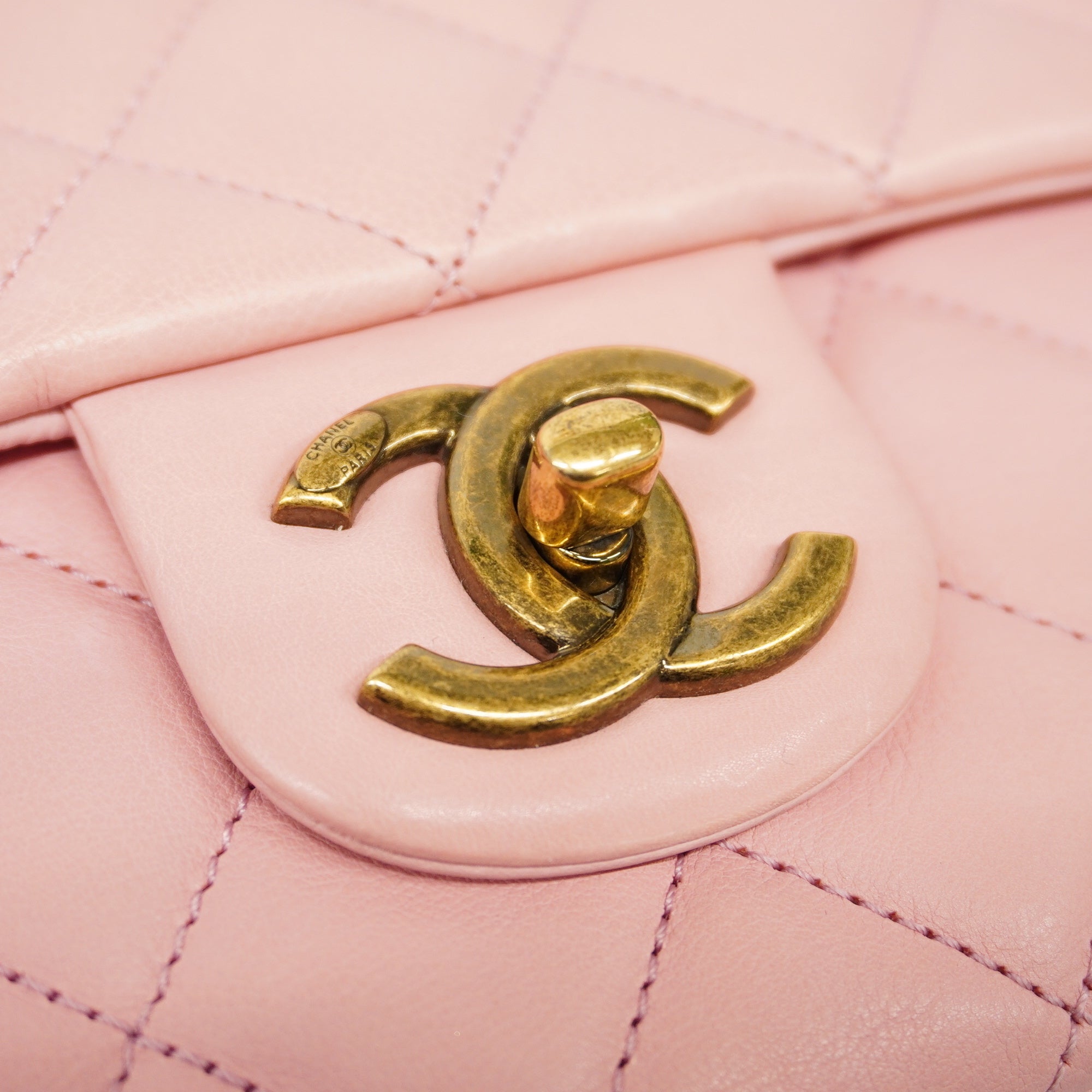 CHANELAuth  Matelasse W Flap W Chain Women's Leather Shoulder Bag Pink