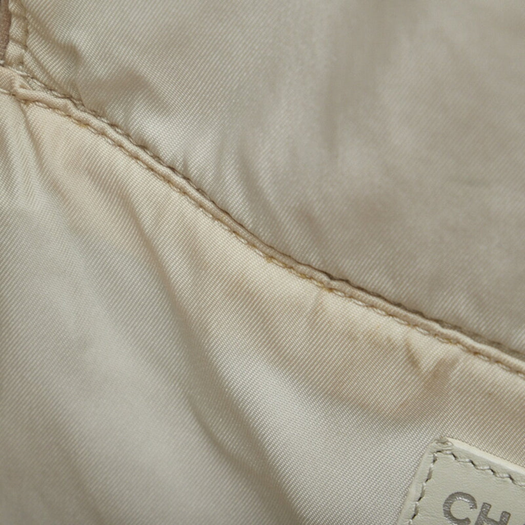 CHANEL New Line Handbag Vanity Bag Beige Canvas Leather Women's