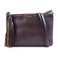SAINT LAURENT Crossbody Shoulder Bag Leather/Metal Bordeaux/Gold Women's