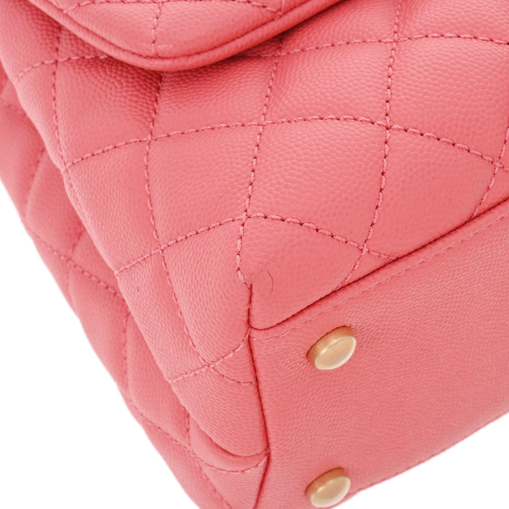 CHANEL Matelasse Coco Handle 28 Pink A92991 Ladies Caviar Skin Bag