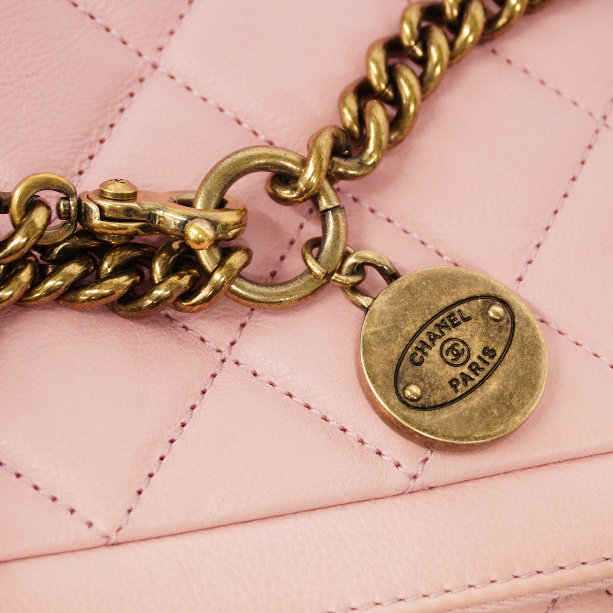 CHANELAuth  Matelasse W Flap W Chain Women's Leather Shoulder Bag Pink