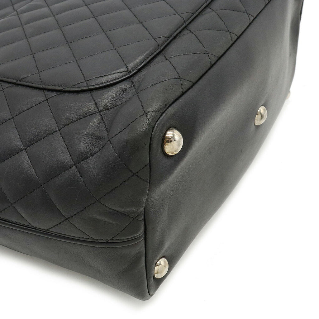 CHANEL Cambon Line Coco Mark Large Tote Shoulder Bag Soft Calf Enamel Black Pink A25169
