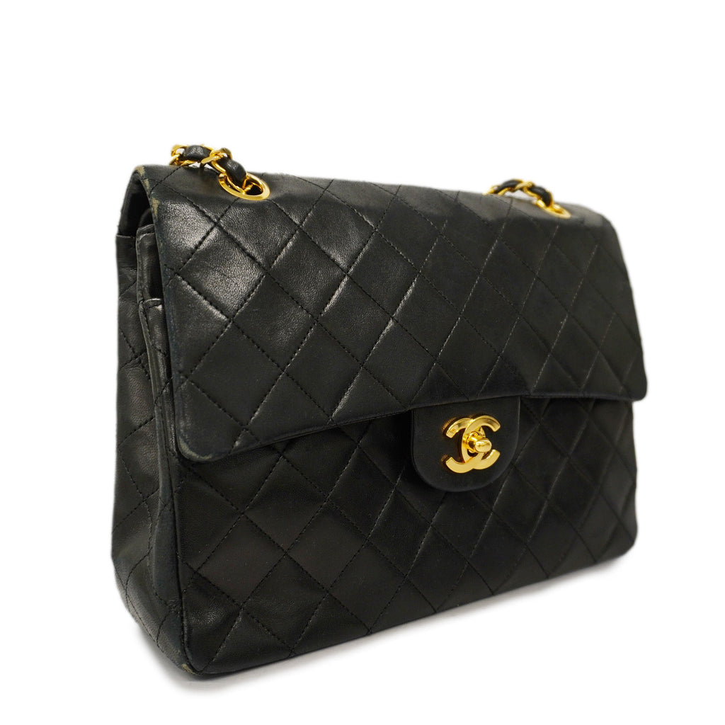 CHANELAuth  Matelasse W Flap W Chain Lambskin Women's Leather Shoulder Bag Black