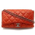 CHANEL matelasse here mark chain shoulder bag accordion leather blood orange