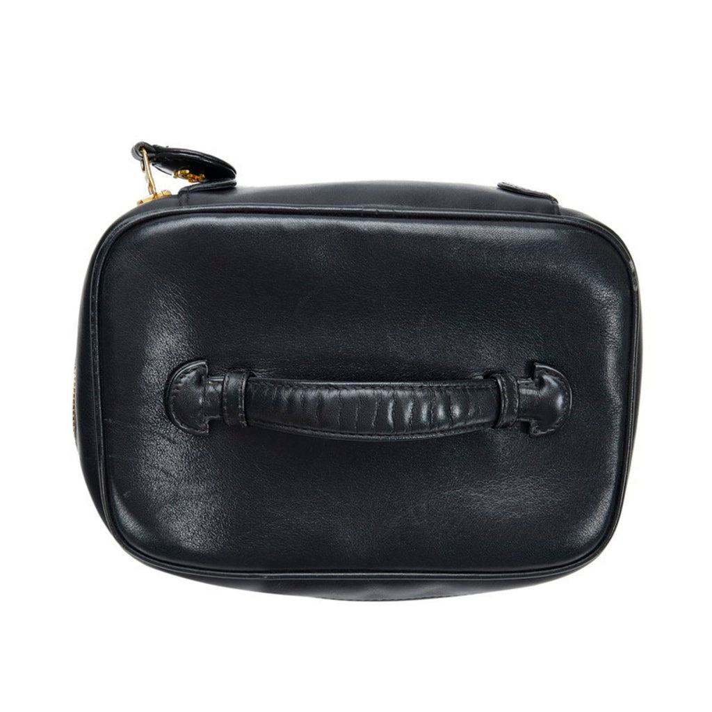 CHANEL Cocomark Bicolore Vanity Bag Handbag Black Lambskin Ladies