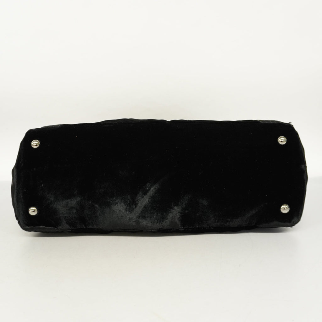 CHANEL  Boston Bag Men,Women,Unisex Satin,Leather Boston Bag Black