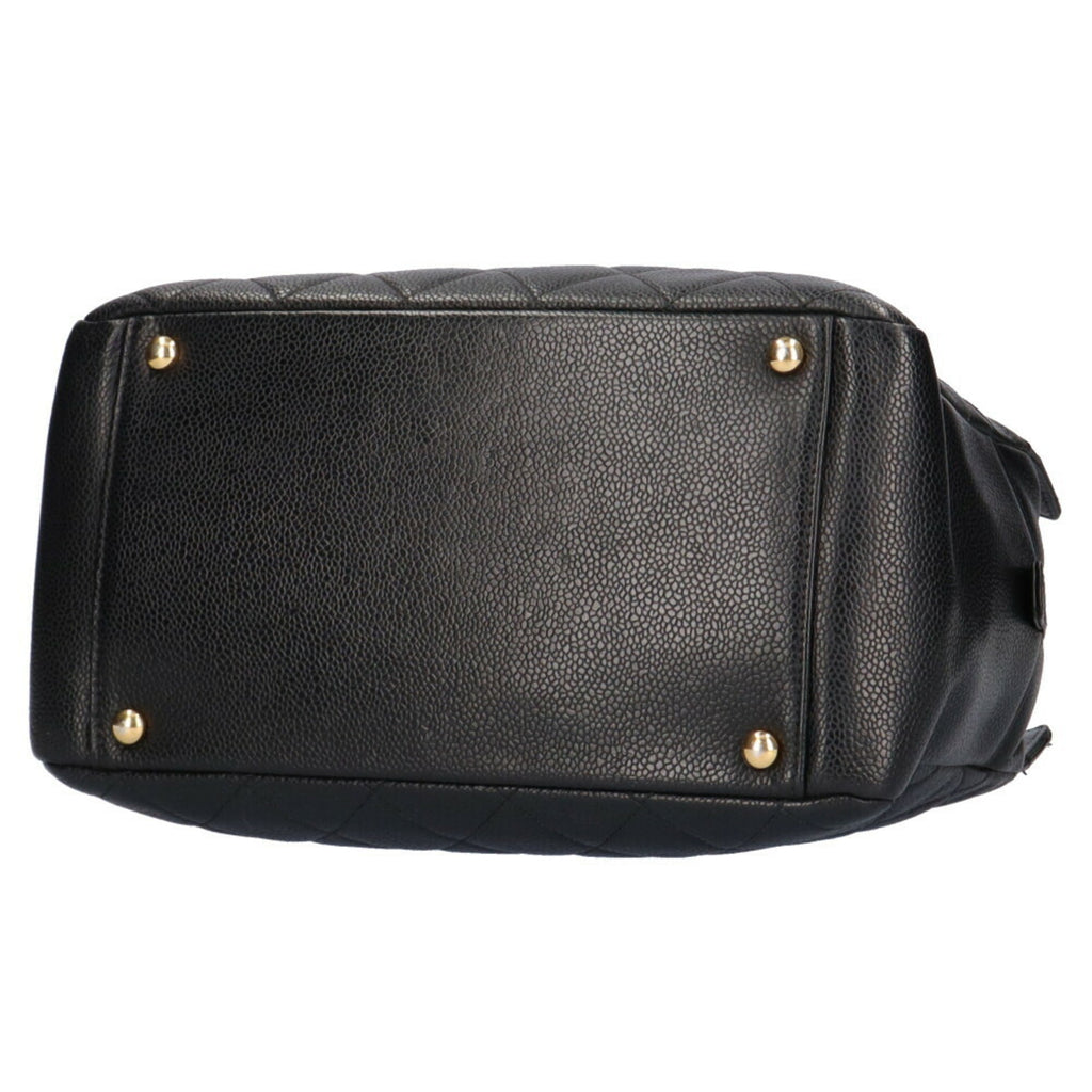 CHANEL chain matelasse handbag caviar skin black ladies