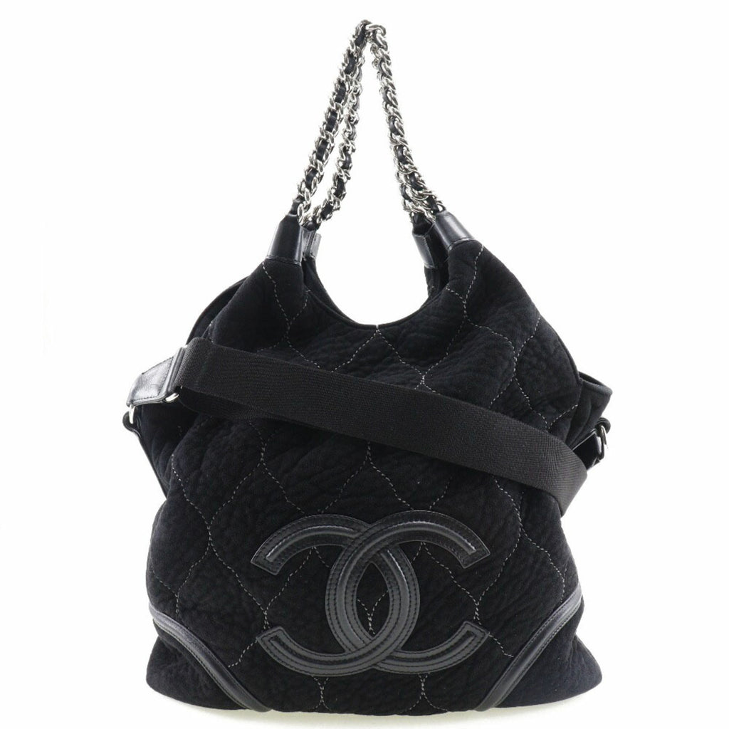 CHANEL Coco Mark Handbag 2WAY Shoulder A40394 Mouton Black/Silver Hardware Women's