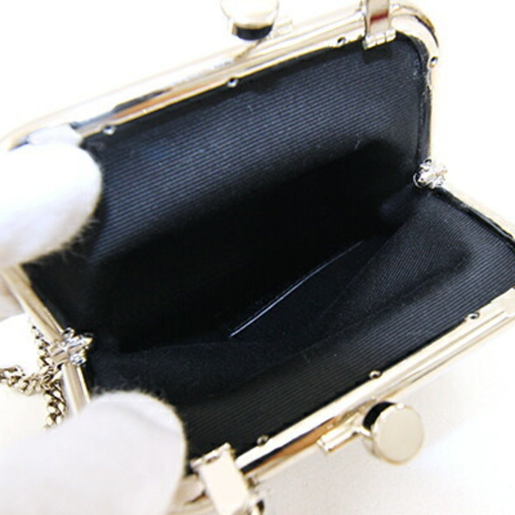 SAINT LAURENT Chain Pouch Charniere Black Leather Women's