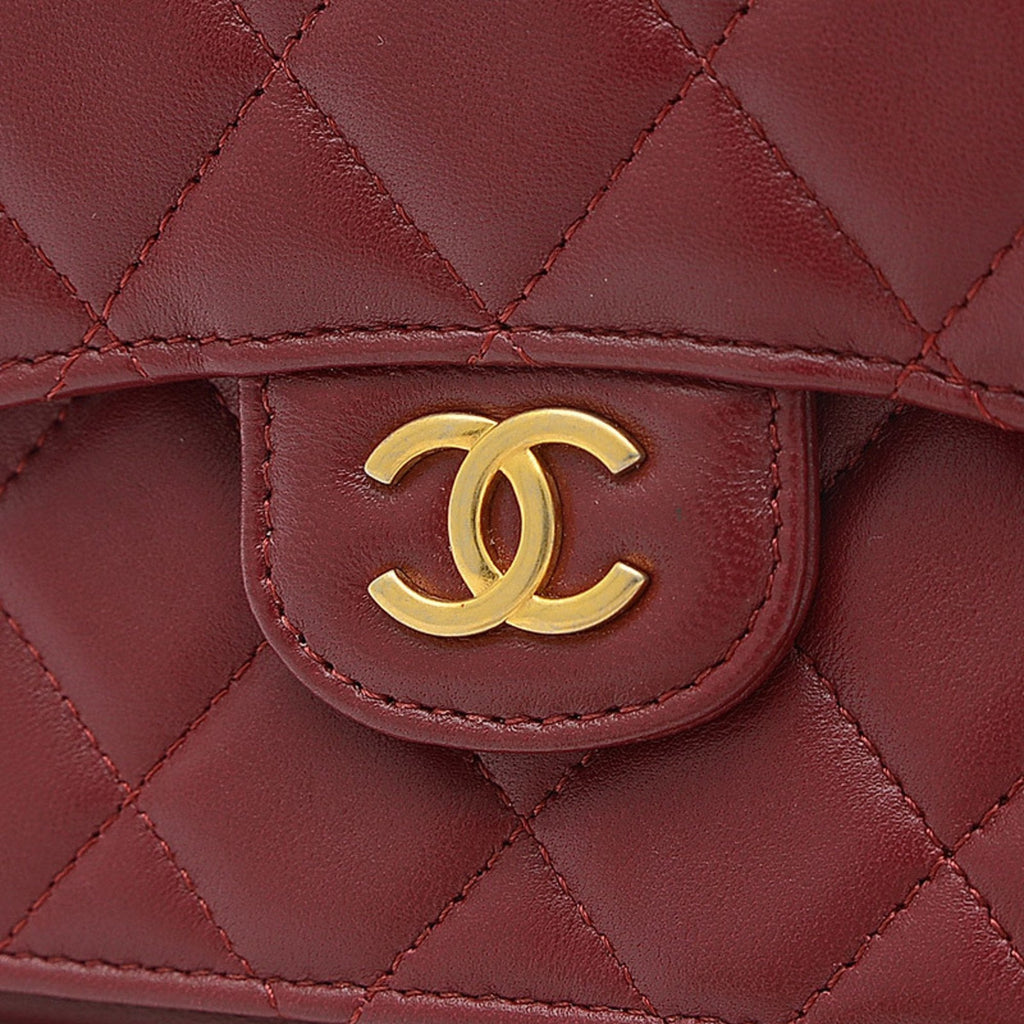Chanel Matelasse Flap Coin Purse Chain Pouch Lambskin Bordeaux AP2200