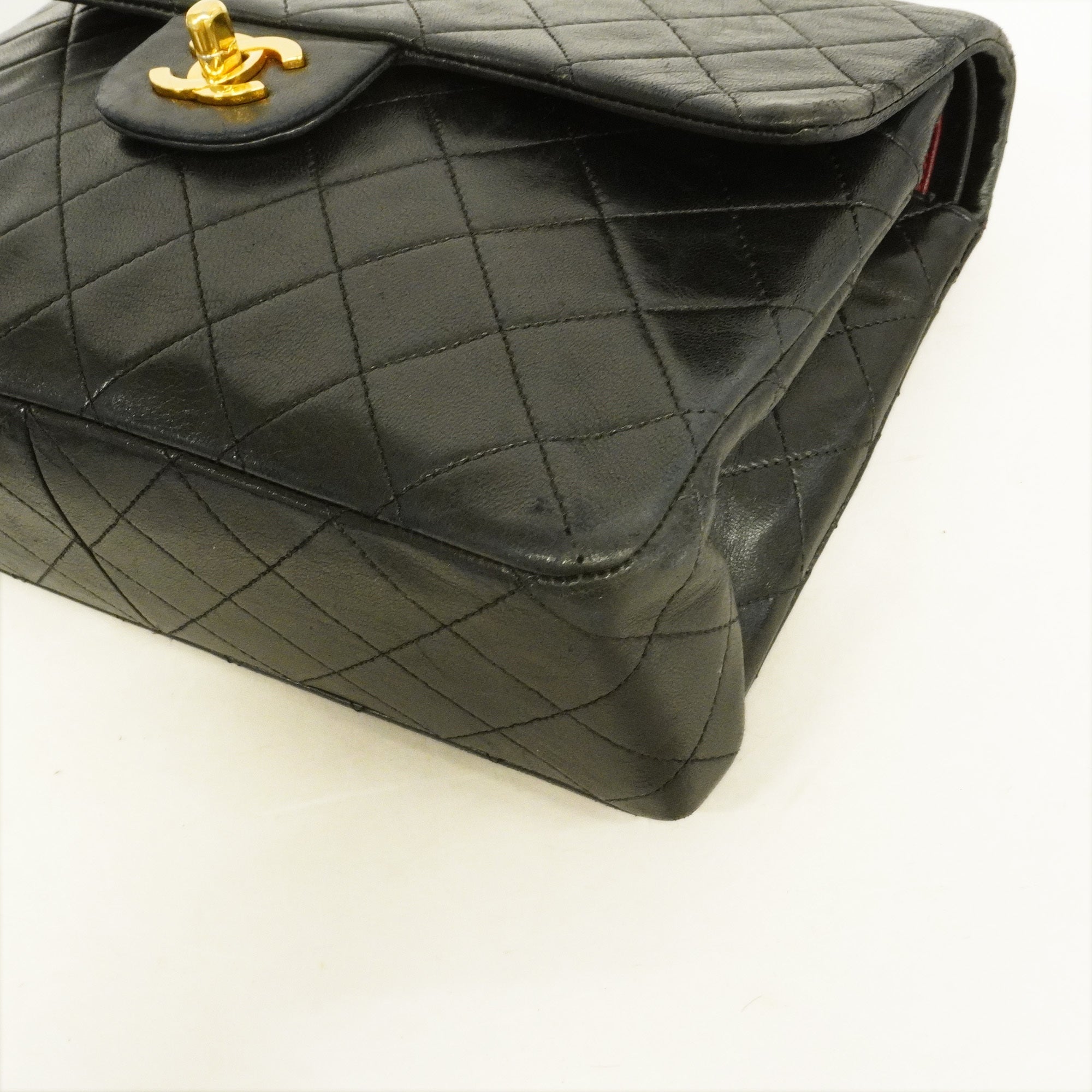 Chanel Matelasse W Flap W Chain Women's Leather Shoulder Bag Black