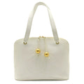 CHANEL Coco Ball Mark Tote Bag Shoulder Caviar Skin Leather White