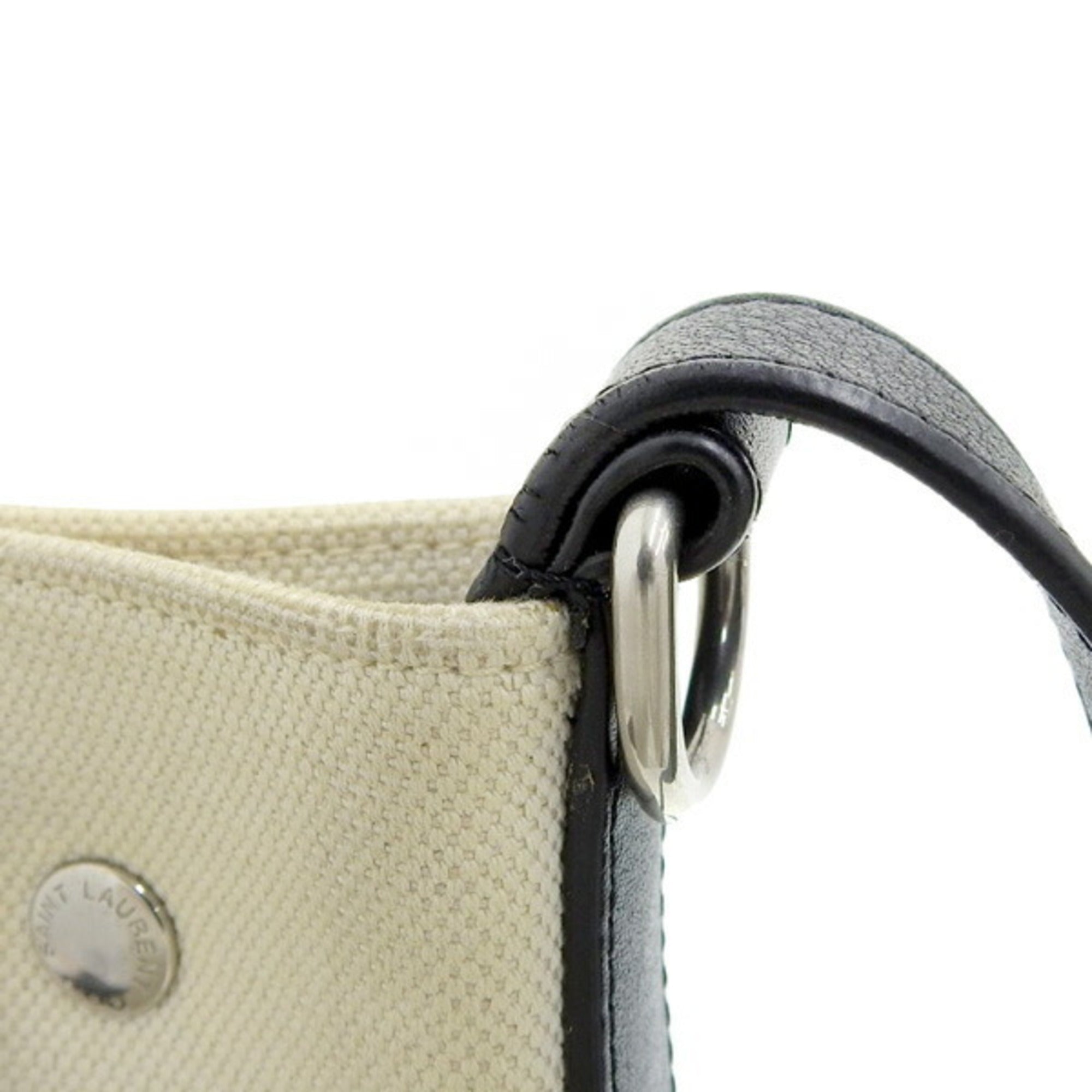 SAINT LAURENT Rive Gauche Canvas Leather Shoulder Bag 669299 Natural Black Ladies