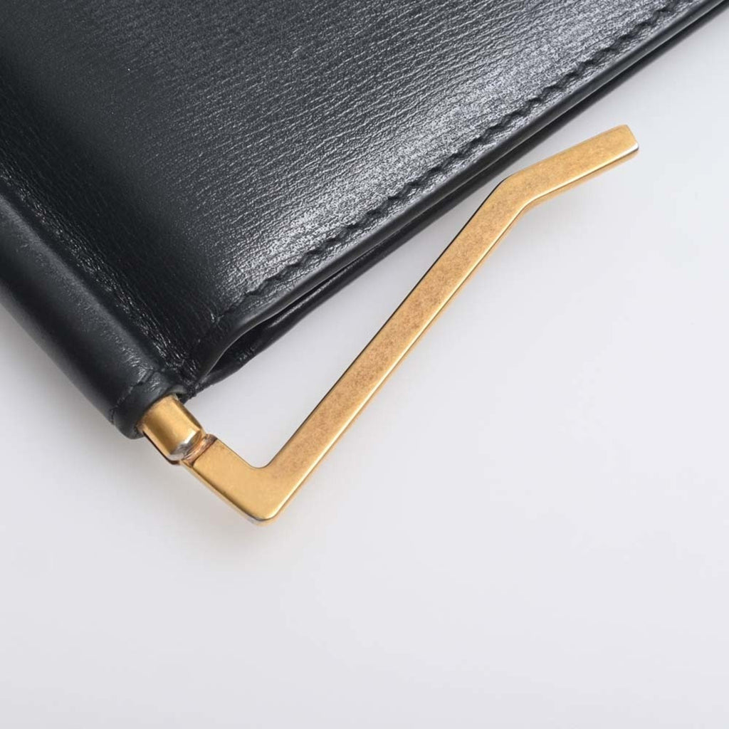 SAINT LAURENT Leather Money Clip Bill Billfold 607738 Black Men's