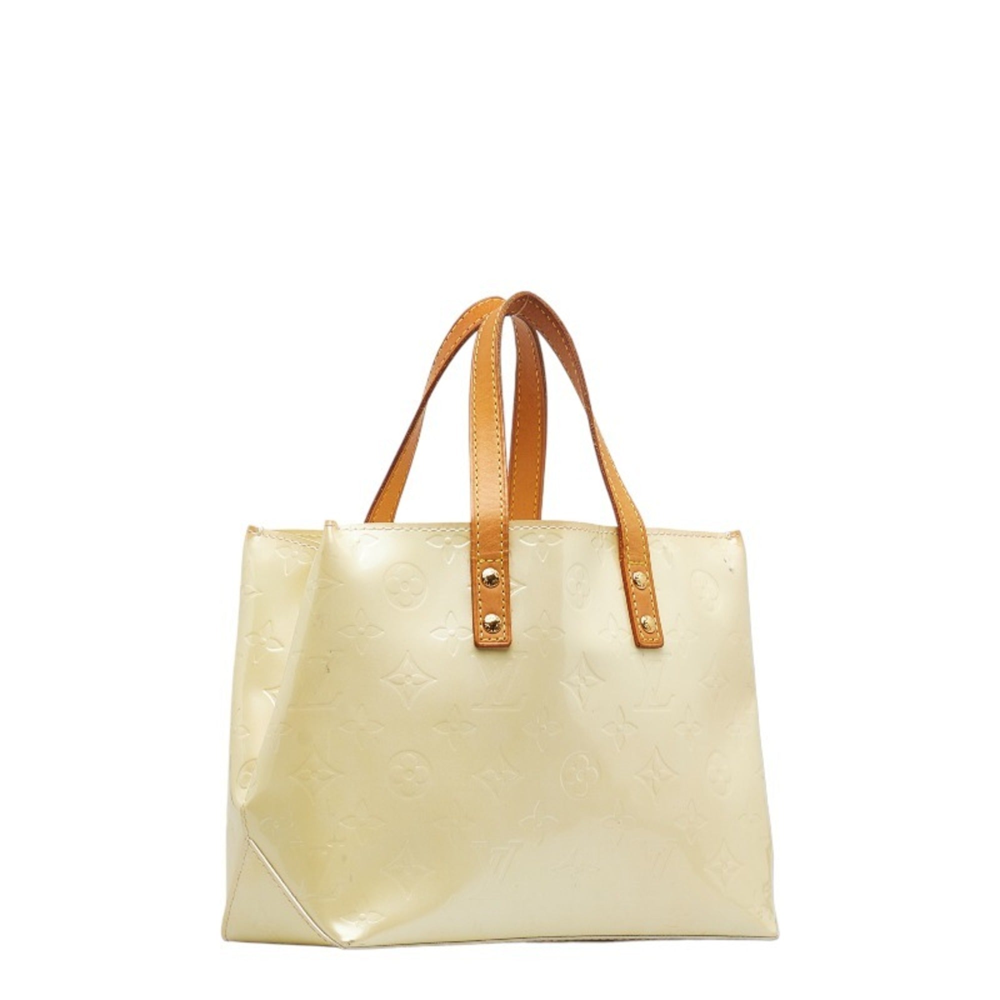 LOUIS VUITTON Monogram Vernis Reid PM Handbag M91336 Perle White Patent Leather Women's