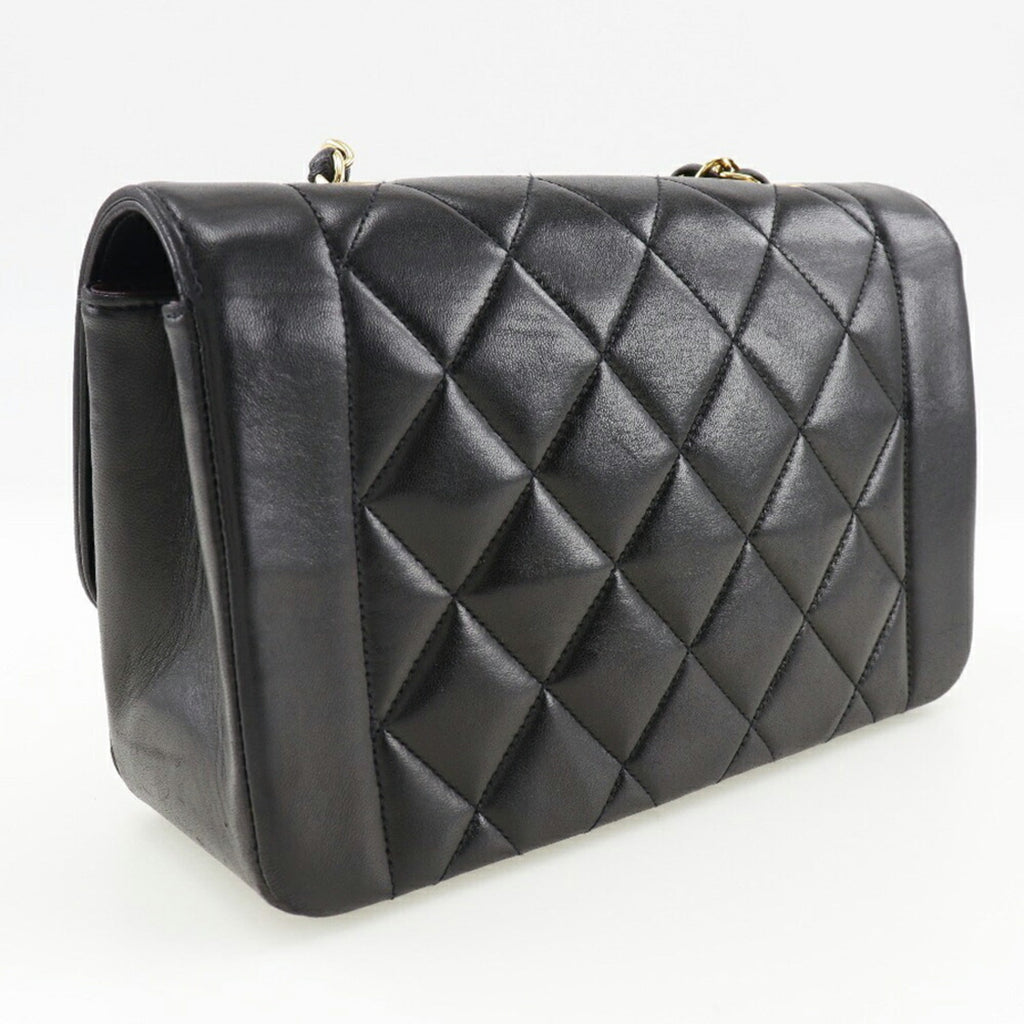CHANEL Chain Shoulder Bag Coco Mark Diana Matelasse Lambskin Black Ladies