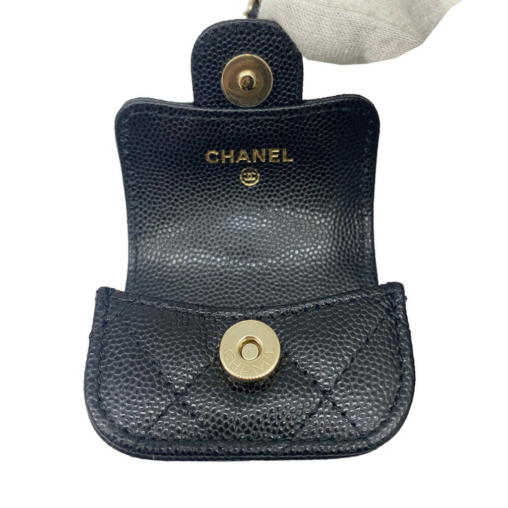 CHANEL ipods case chain shoulder caviar skin here mark black AP1739 31******
