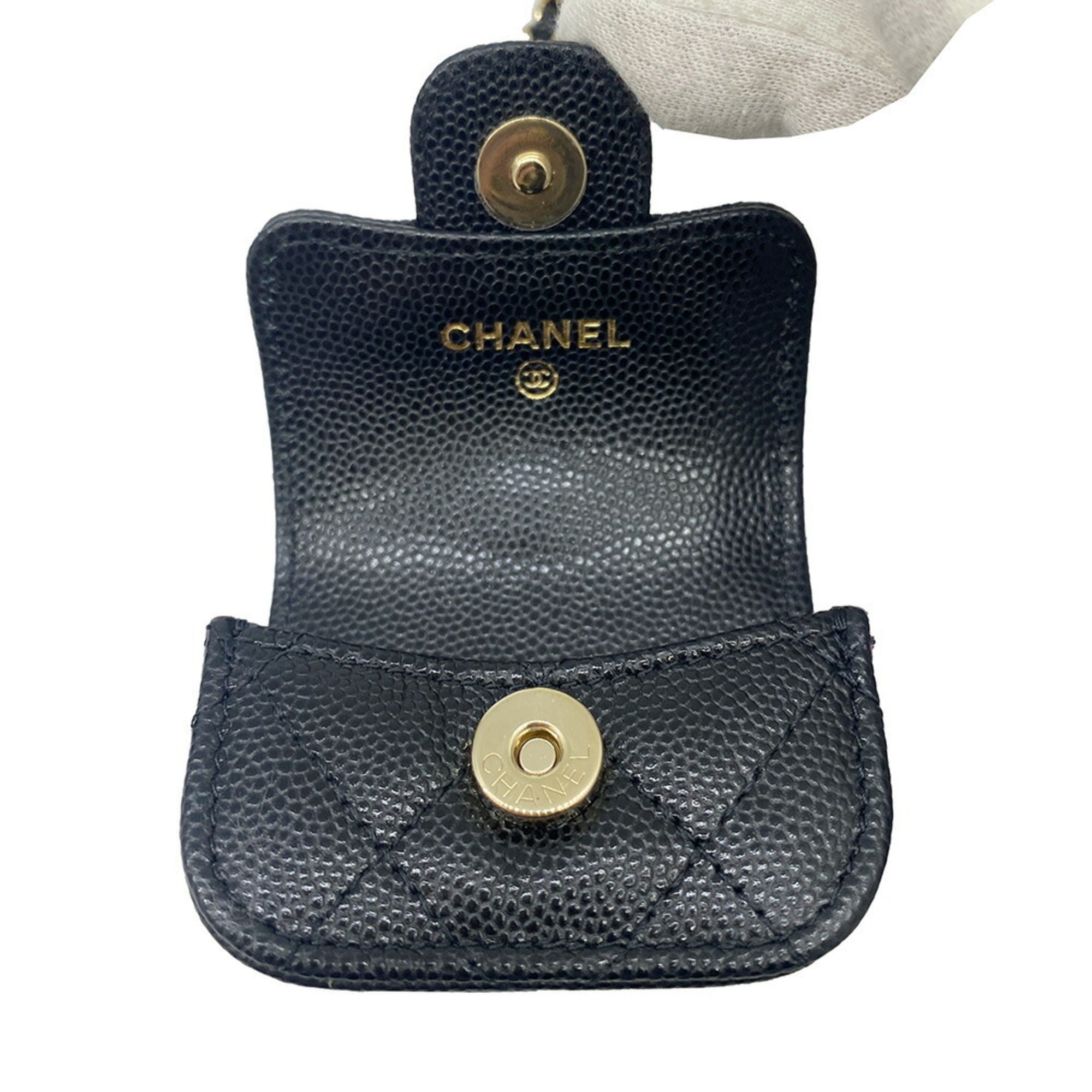 CHANEL ipods case chain shoulder caviar skin here mark black AP1739 31******