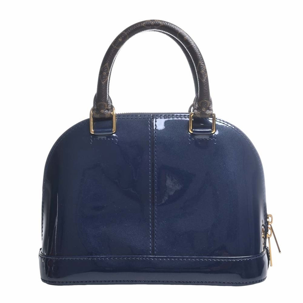 LOUIS VUITTON Vernis Miroir Alma BB 2WAY Handbag M54705 Navy/Brown Ladies