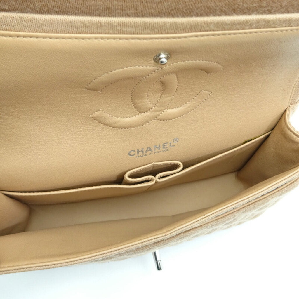CHANEL Matelasse 25 Chain Shoulder Women's Bag AO1112 Fabric Beige x