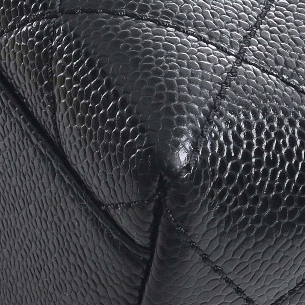 CHANEL Caviar Skin Matelasse Coco Mark Handbag Black Ladies