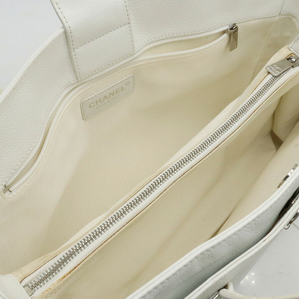 CHANEL Executive Line Coco Mark Tote Bag Handbag White Shoulder A15206