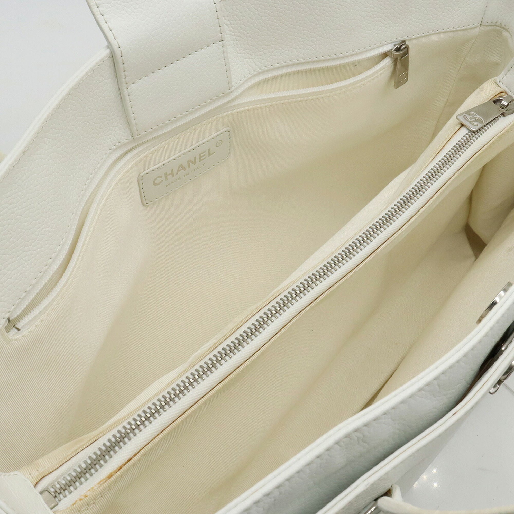 CHANEL Executive Line Coco Mark Tote Bag Handbag White Shoulder A15206