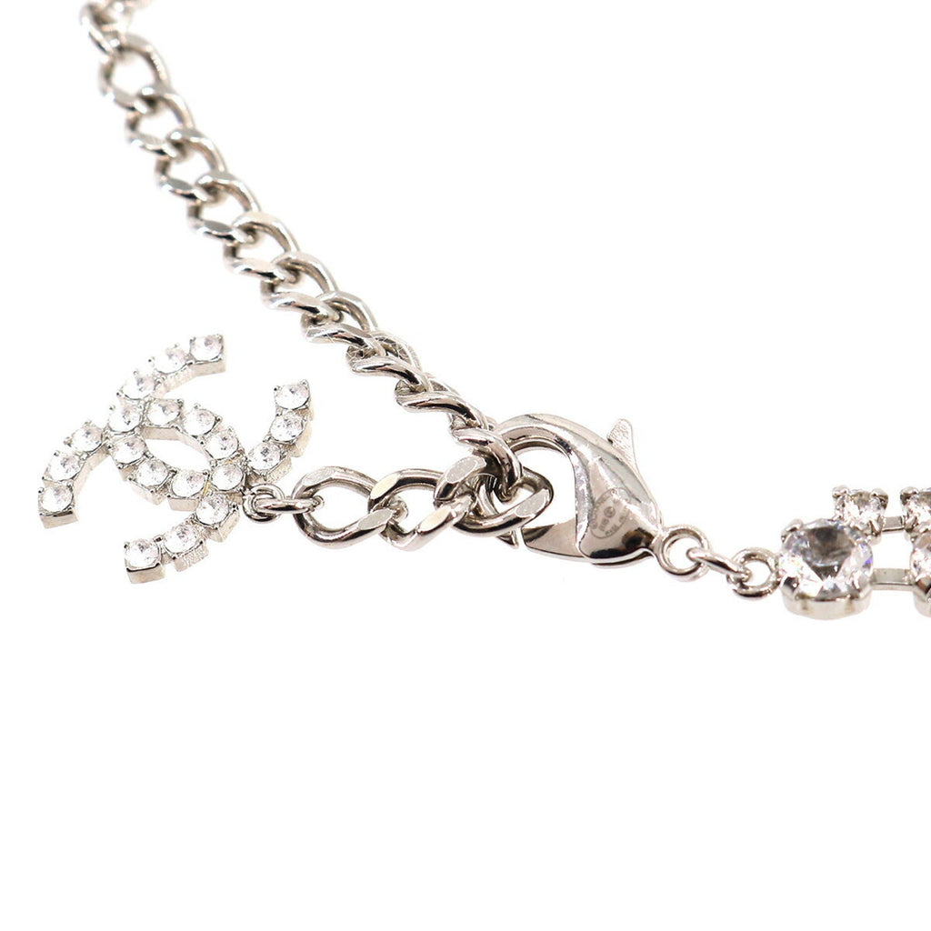 CHANEL Cocomark Necklace Rhinestone Silver B18S Accessories