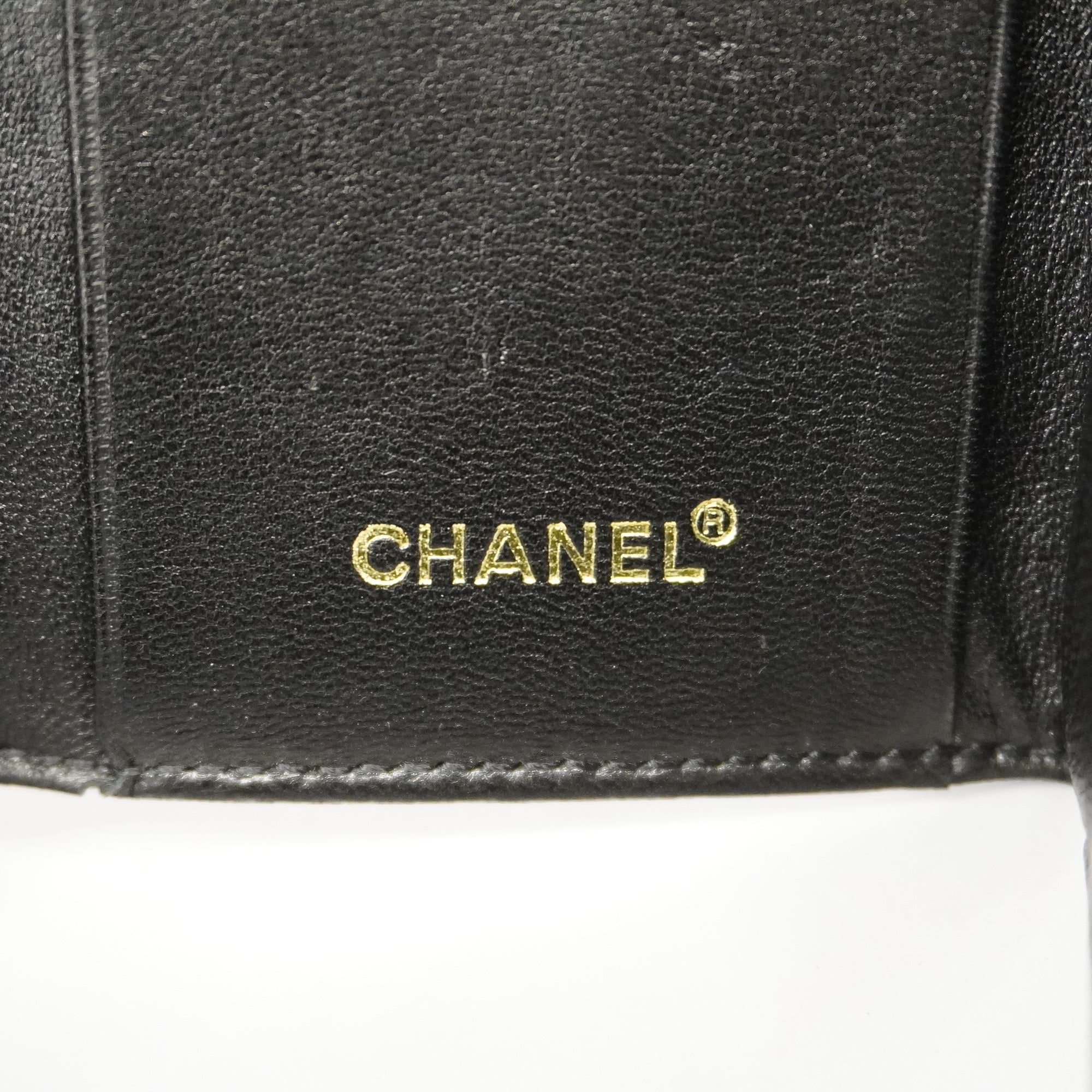 CHANELAuth  Chocolate Bar Key Case Gold Hardware Women's Leather Key Case Black