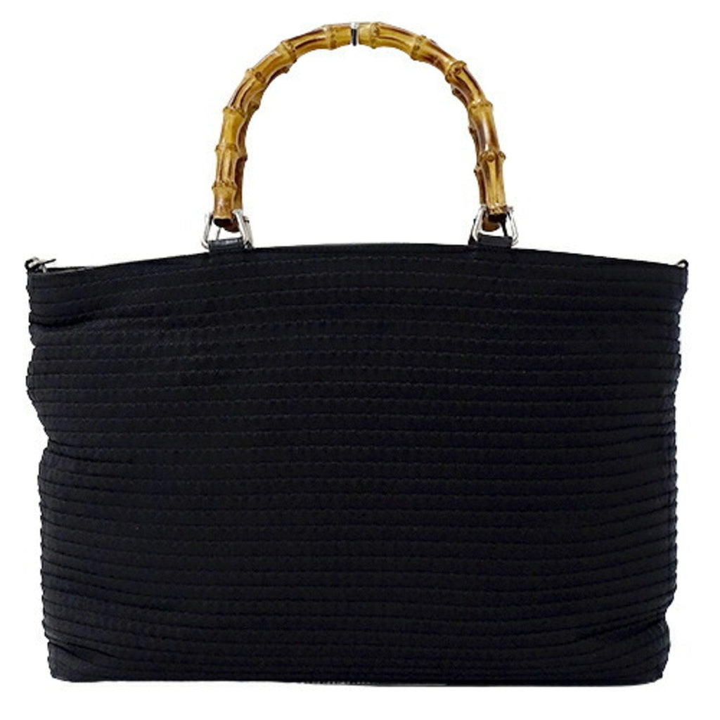 GUCCI Bag Women's Tote Handbag Bamboo Canvas Black 002���1364