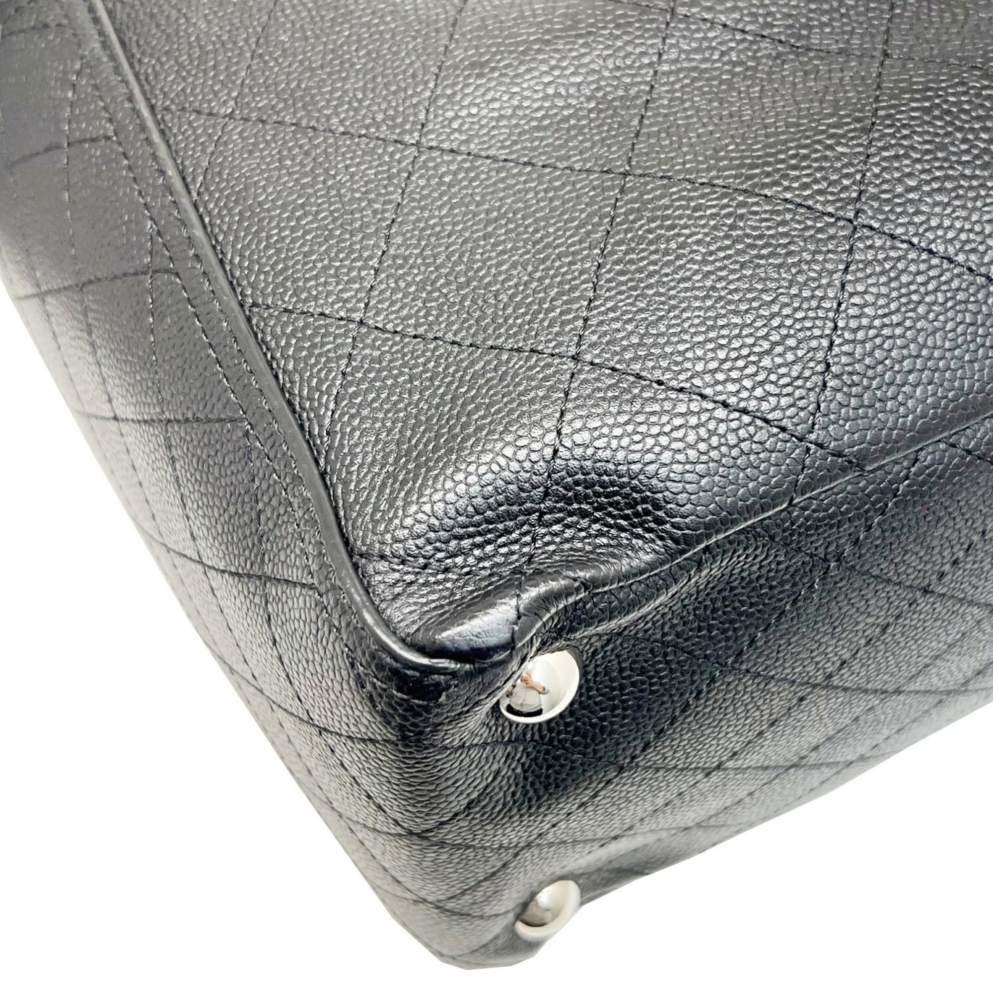 CHANEL Wild Stitch Shoulder Handbag Chain Tote Caviar Skin Black No. 19 Women's