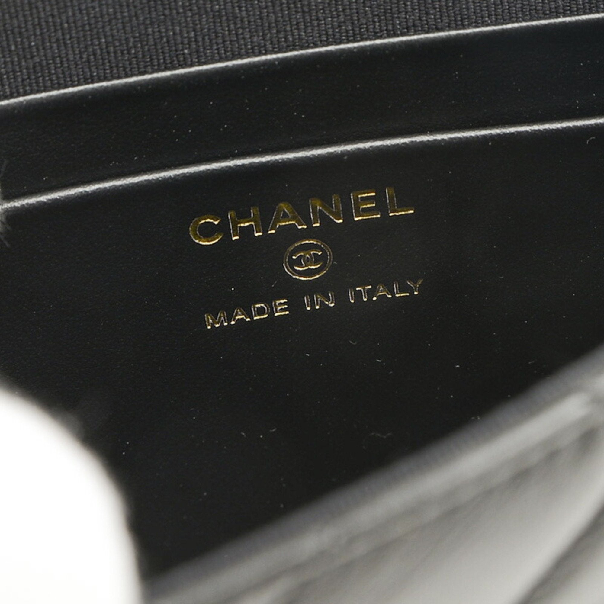 CHANEL Matelasse Chain Shoulder Smartphone Case 2Way Bag Leather Black AP3367