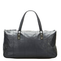CHANEL Chocolate Bar Coco Mark Handbag Boston Bag Black Leather Ladies