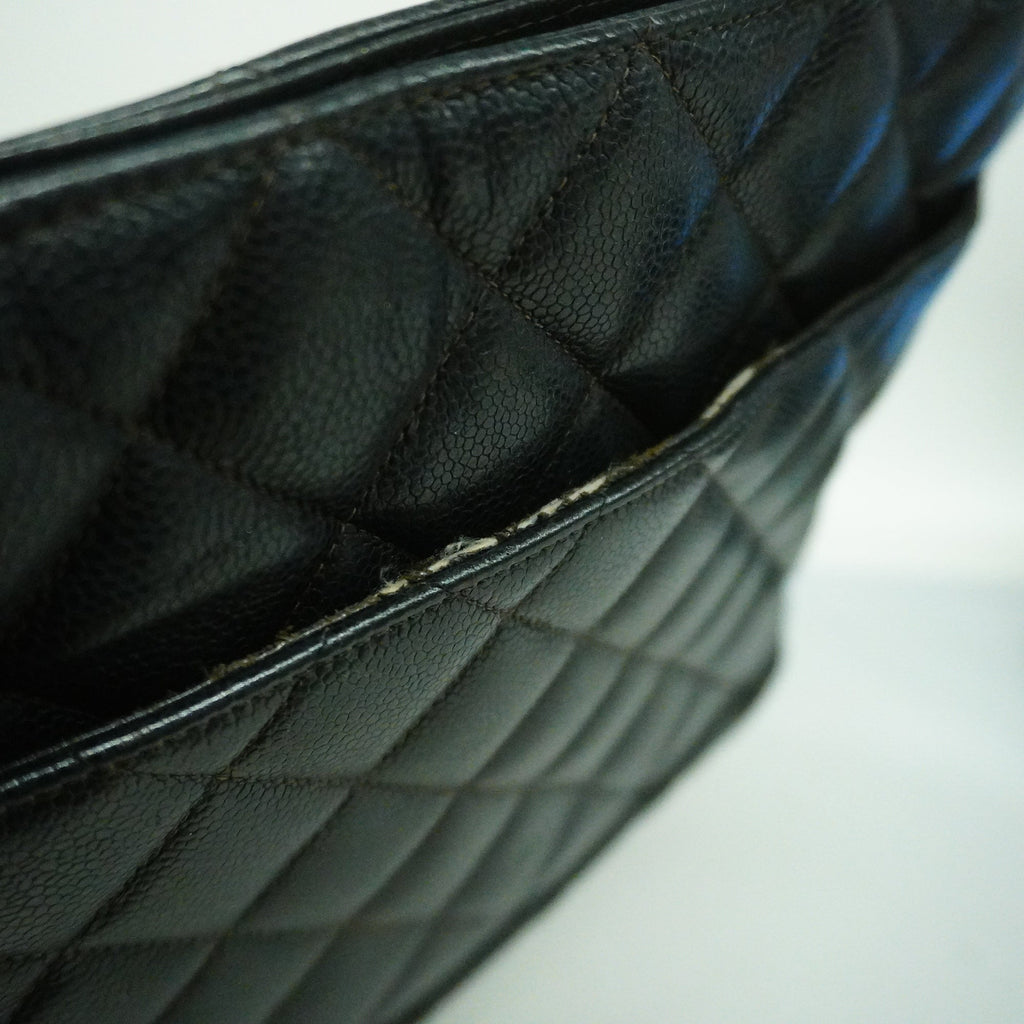 CHANELAuth  Reprint Tote Women's Caviar Leather Tote Bag Black