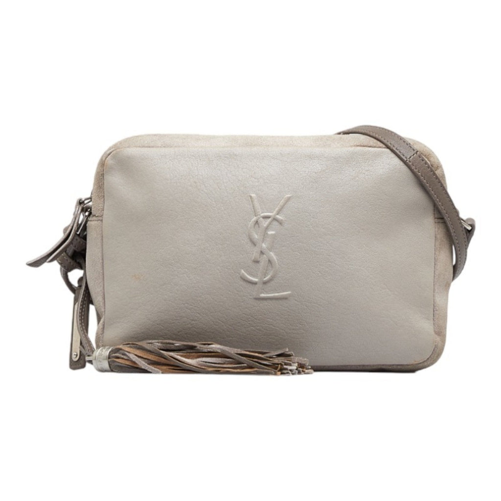 SAINT LAURENT Lou tassel shoulder bag camera 470299 gray leather ladies