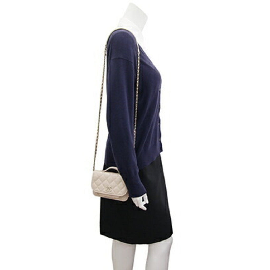 CHANEL Handbag Matelasse Infinity AP2914 Light Beige Caviar Skin Women's Chain Bag Quilting Diamond Stitch Coco Mark