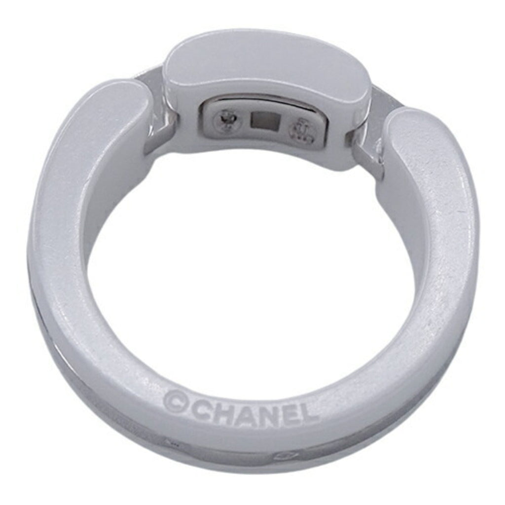 CHANEL Ring Women's 750WG White Ceramic Diamond Ultra T49 Approx. No. 8 Polished